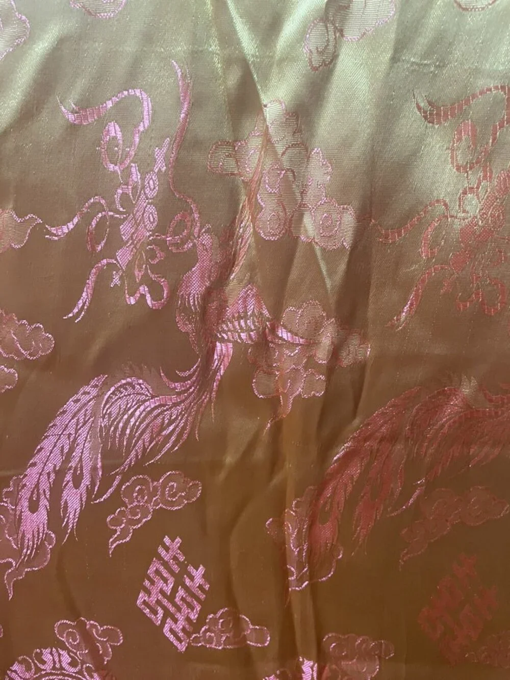 Kimono Coat Intricate Asian Robe Jacket Vintage Gold/Teal/ Orange Silk Lace